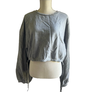 Open Edit Women's Cropped Pull Over Dual Drawstring Sweatshirt Size L